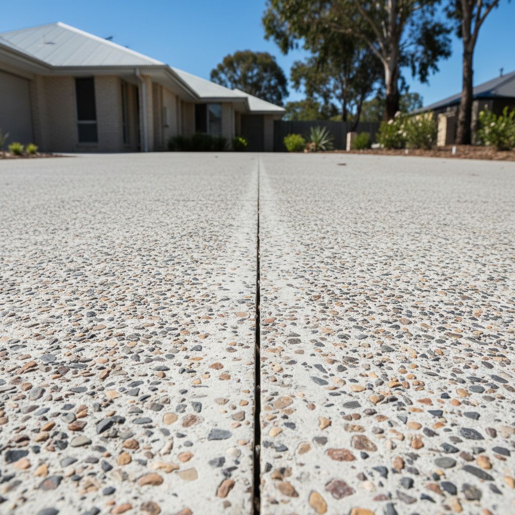 Saw-cut control joint in fresh exposed-aggregate concrete